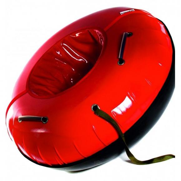 Тюбинг с пластиковым дном 100 см красный