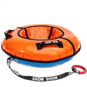 Тюбинг с пластиковым дном 110 см оранжевый